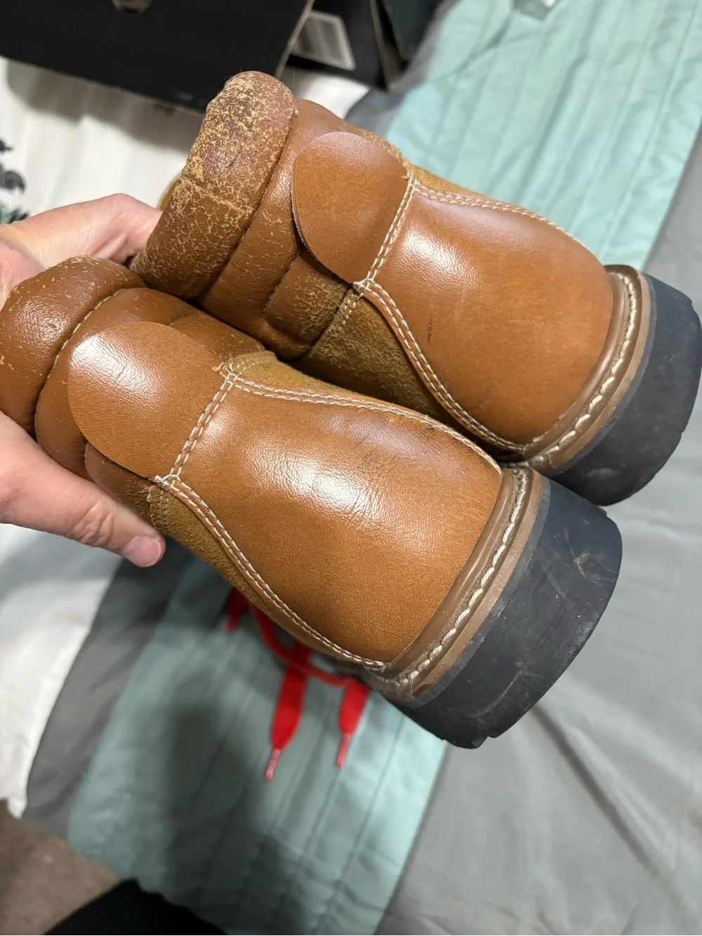 Men's Brown Suede Lace-Up Hiking Boots with Red Laces